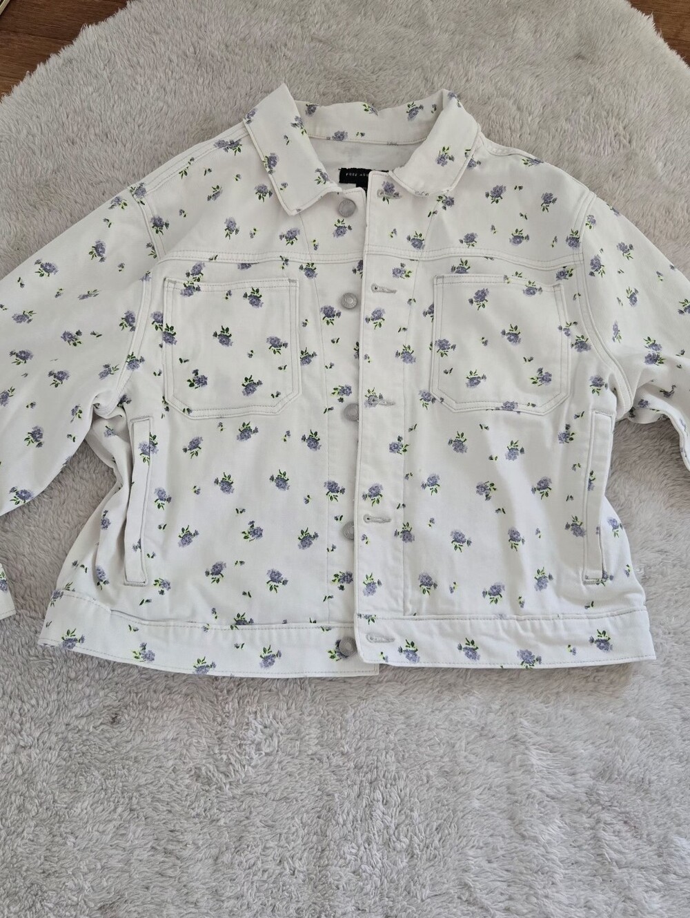 Cute White Floral Cotton Jacket - Women